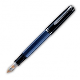 Pelikan Souverän M800 Kolbenfüllhalter Schwarz-Blau M   - Medium | Schwarz-Blau Silber