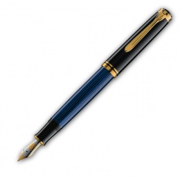 Pelikan Souverän M800 Kolbenfüllhalter Schwarz-Blau F    - Fein | Schwarz-Blau