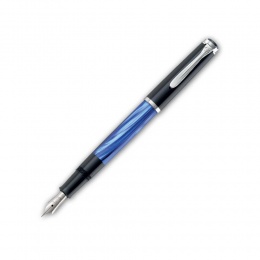 Pelikan Classic M205 Blau-Marmoriert Kolbenfüllhalter BB - Doppelt Breit