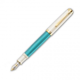 Pelikan Souverän Special Edition M600 Türkis-Weiss Kolbenfüllhalter M   - Medium