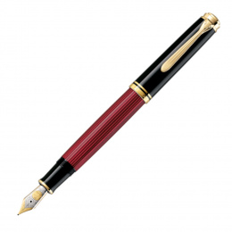 Pelikan Souverän M800 Schwarz-Rot Kolbenfüllhalter F - Fein