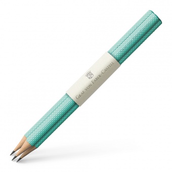 Graf von Faber-Castell Drei banderolierte Bleistifte Guilloche lang Turquoise 