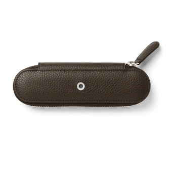 Graf von Faber-Castell Leather Cashmere Zipper Case for 2 Writing Instruments Dark Brown 