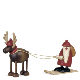 Köhler Reindeer Rudolf with Father Christmas on Skis, small 