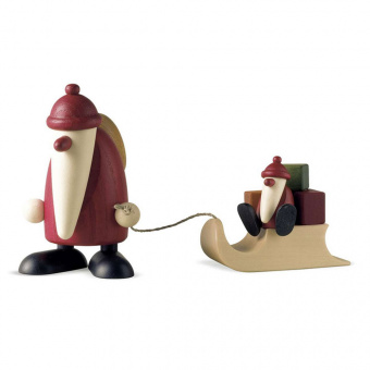 öhler Father Christmas with with Gift sleigh and Child, small 