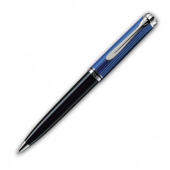 Pelikan Souverän K800 Kugelschreiber mit Drehmechanik Schwarz-Blau Silber