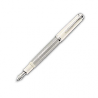 Pelikan Souverän M405 Silber-Weiss Kolbenfüllhalter M - Mittel