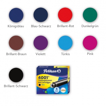 Pelikan 4001 TP/6 Etui mit 6 Tintenpatronen Brillant-Schwarz