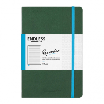 Endless Recorder notebook ruled Green
