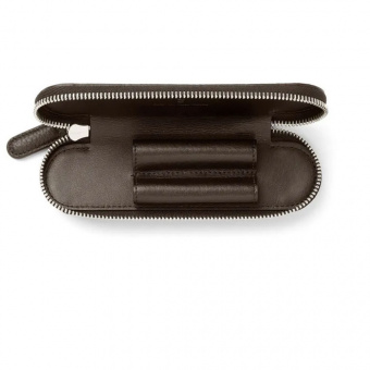 Graf von Faber-Castell Leather Cashmere Zipper Case for 2 Writing Instruments Dark Brown 