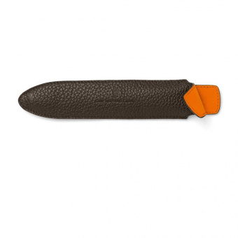 Graf von Faber-Castell Leather Cashmere Slip Case for 1 Writing Instrument Long Dark Brown 