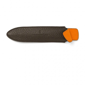 Graf von Faber-Castell Leather Cashmere Slip Case for 1 Writing Instrument Short Dark Brown 