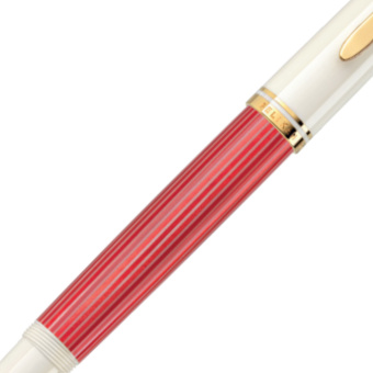 Pelikan Souverän M600 Special Edition Rot-Weiss Kolbenfüllhalter M - Mittel