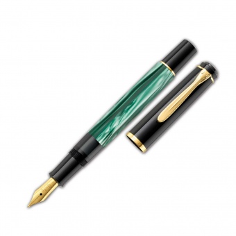 Pelikan Classic M200 Grün-Marmoriert Kolbenfüllhalter F - Fein