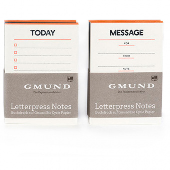 Gmund Letterpress Notes Set - Neon orange/blau 