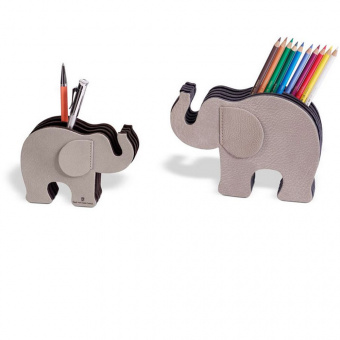 Graf von Faber-Castell Elefant-Stifteköcher aus grauem Nubukleder 