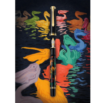 Pelikan Souverän M600 Special Edition Pelikan Art Collection Glauco Cambon Kolbenfüllhalter B - Breit