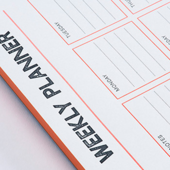 Gmund Letterpress Weekly Planner - Neon orange/blau 