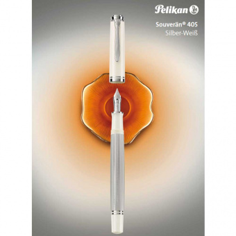 Pelikan Souverän M405 Silber-Weiss Kolbenfüllhalter 