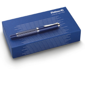 Pelikan Souverän M815 Special Edition Metal Striped Blue Kolbenfüllhalter 